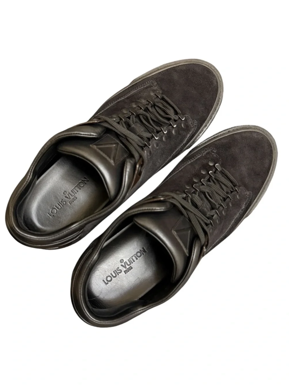 LOUIS VUITTON - BLACK SUEDE LEATHER  “RUGGED” LOW TOP SNEAKERS
